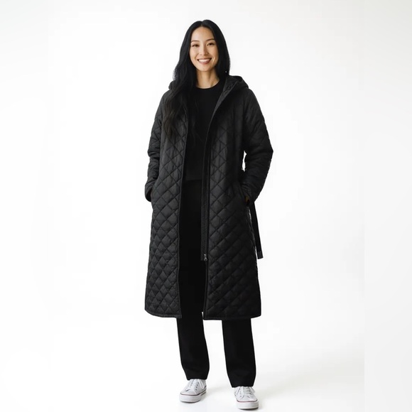 32 Degrees Large Black Quilted Long Winter Coat - Picture 1 of 10